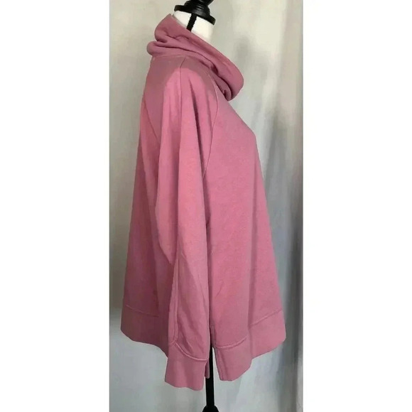 Nike Rose Pink Funnel Neck Turtleneck Tunic Sweatshirt Pockets Logo Women’s Sz L - Picture 5 of 15